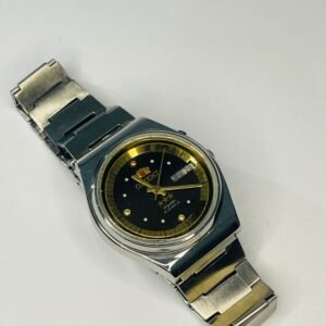 Vintage Orient 3 Star Crystal 21 Jewels Black & Gold Dial Men's Watch